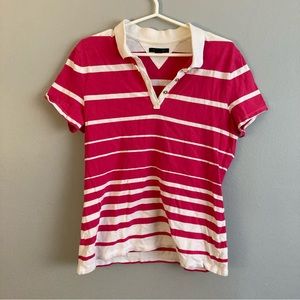 Tommy Hilfiger pink white polo shirt size L
